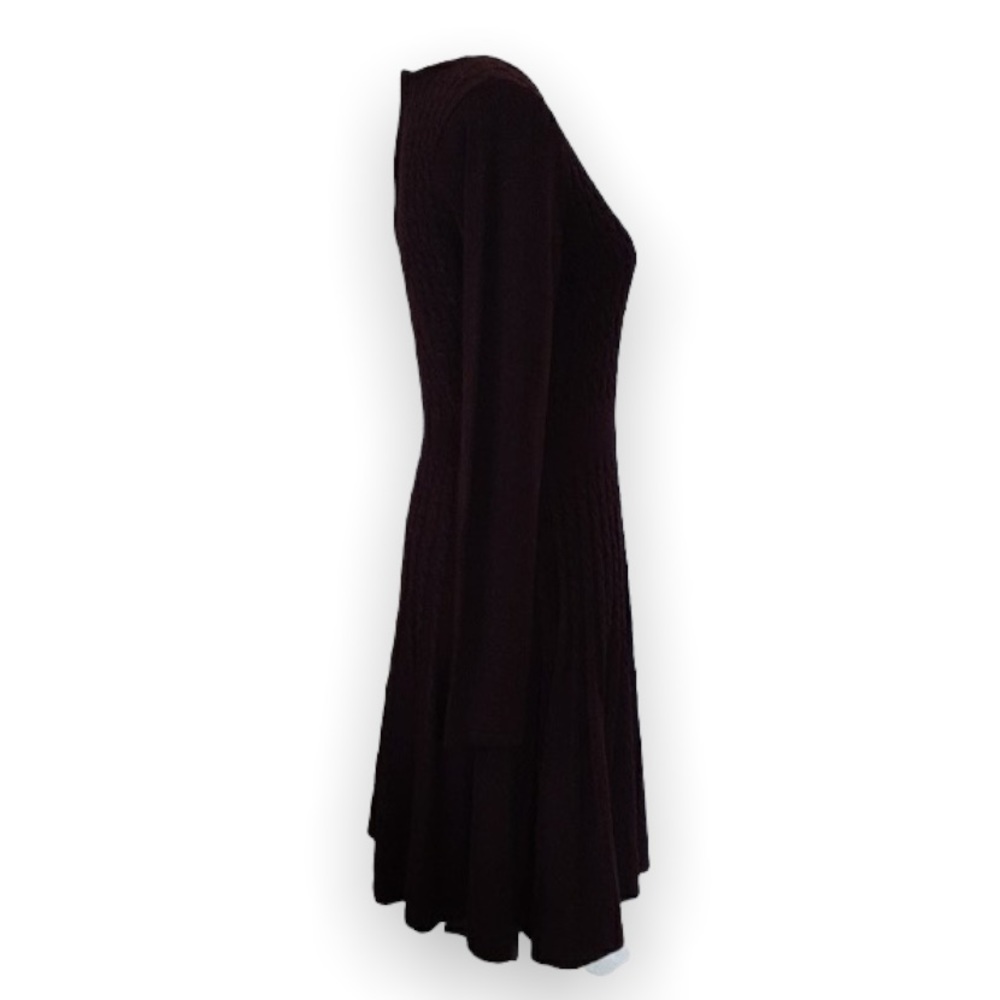 MARC NEW YORK ANDREW MARC Womans Black Cable Knit Scoop Neck Midi Dress Medium - Picture 9 of 13